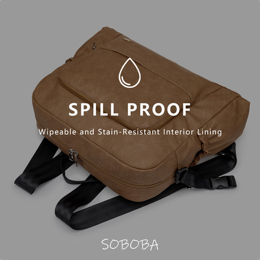 URBAN Vegan Leather Diaper Bag Backpack - Brown