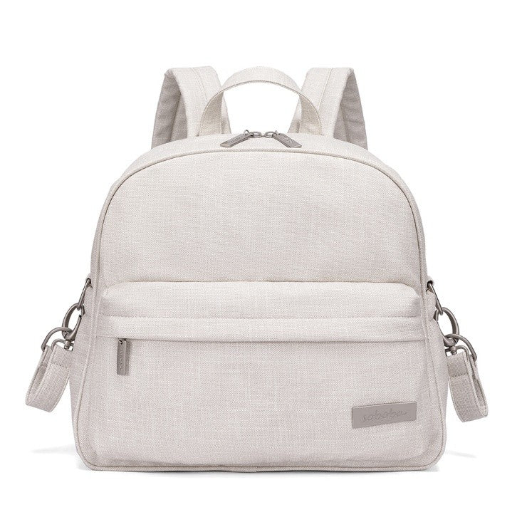 PEBBLE Vegan Leather Diaper Bag Backpack in Texture Print - Lightgray