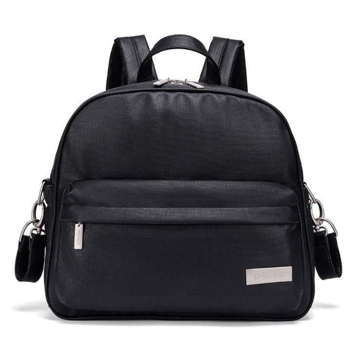 PEBBLE Vegan Leather Diaper Bag Backpack in Texture Print - Lightgray