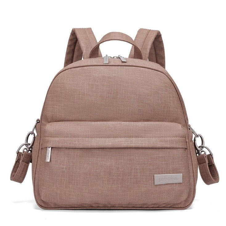 PEBBLE Vegan Leather Diaper Bag Backpack in Texture Print - Lightgray