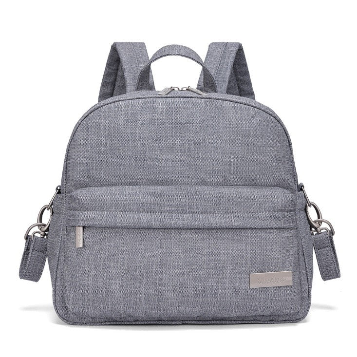 PEBBLE Vegan Leather Diaper Bag Backpack in Texture Print - Lightgray