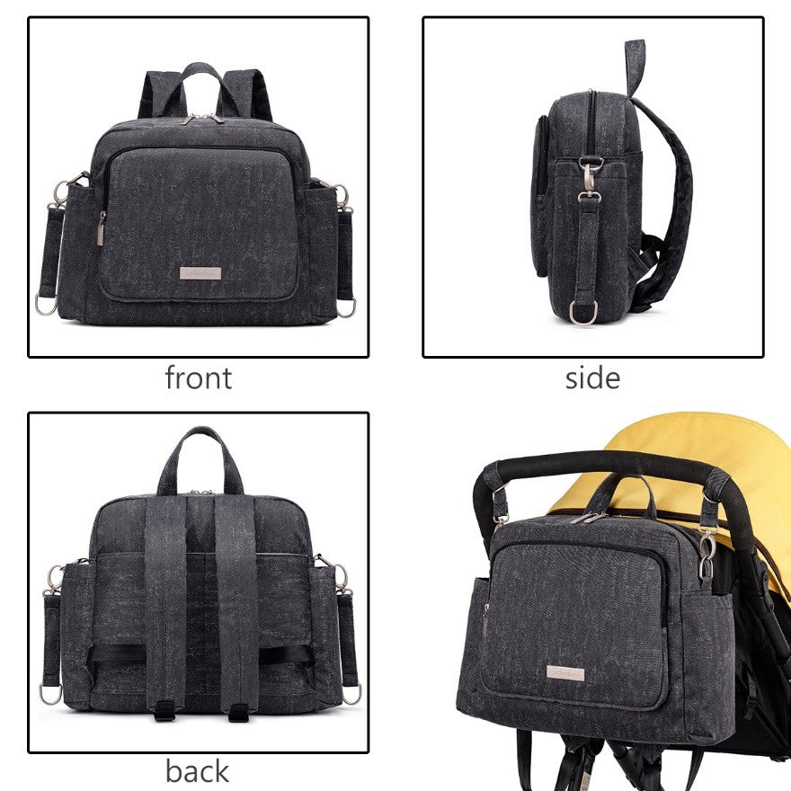 ECHO Polyester/nylon Diaper Bag in Denim Texture Print - Black