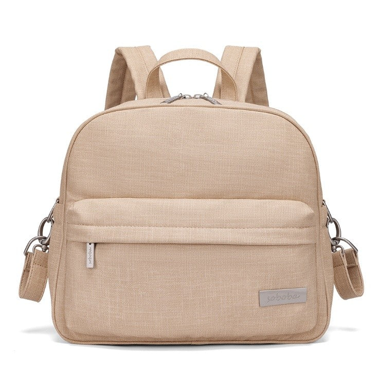 PEBBLE Vegan Leather Diaper Bag Backpack in Texture Print - Lightgray