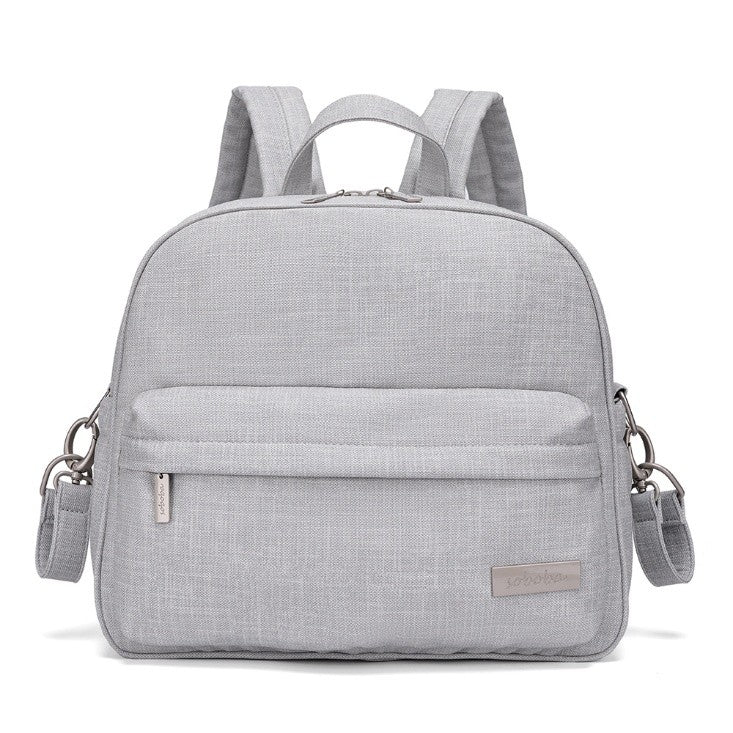 PEBBLE Vegan Leather Diaper Bag Backpack in Texture Print - Lightgray