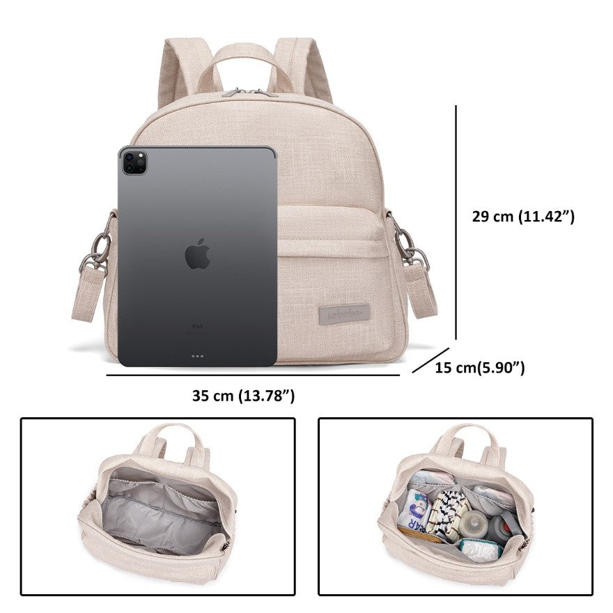 PEBBLE Vegan Leather Diaper Bag Backpack in Texture Print - Apricot