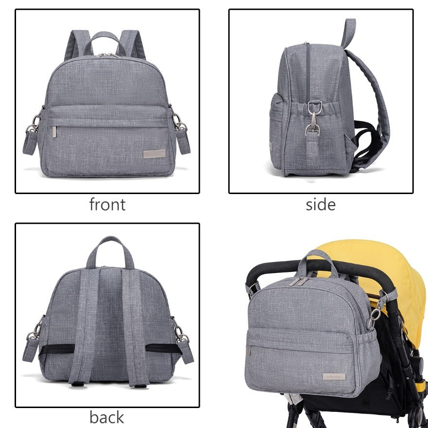 PEBBLE Vegan Leather Diaper Bag Backpack in Texture Print - Darkgray