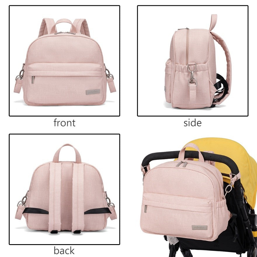 PEBBLE Vegan Leather Diaper Bag Backpack in Texture Print - Pink
