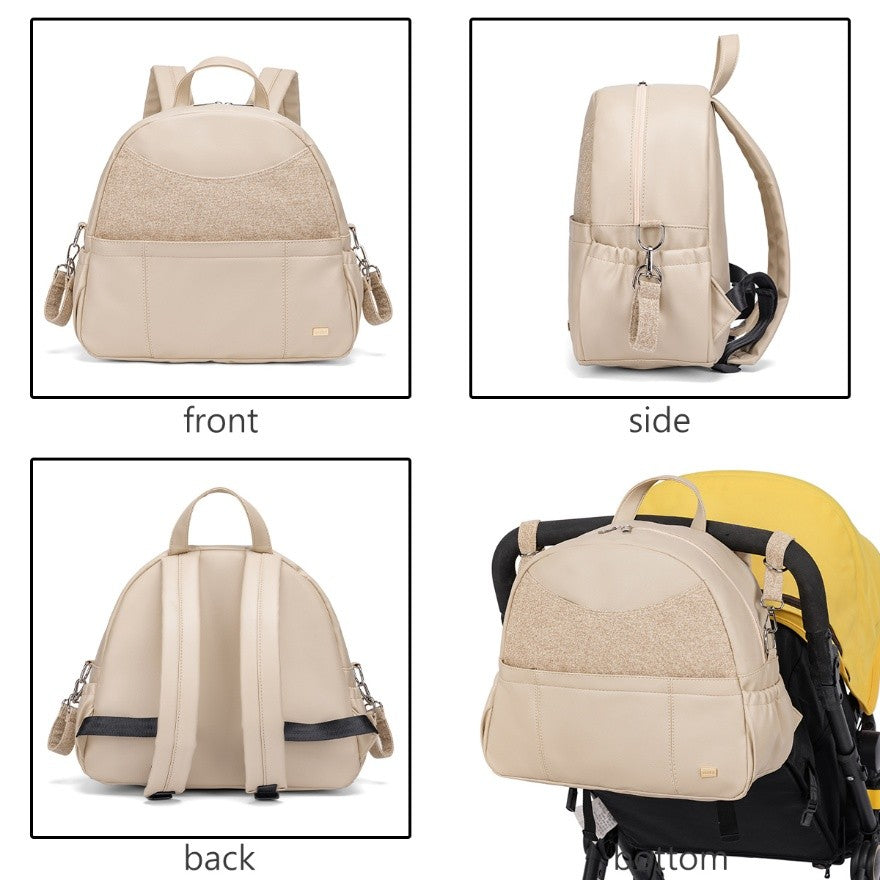 SERENE Vegan Leather Diaper Bag Backpack - Khaki