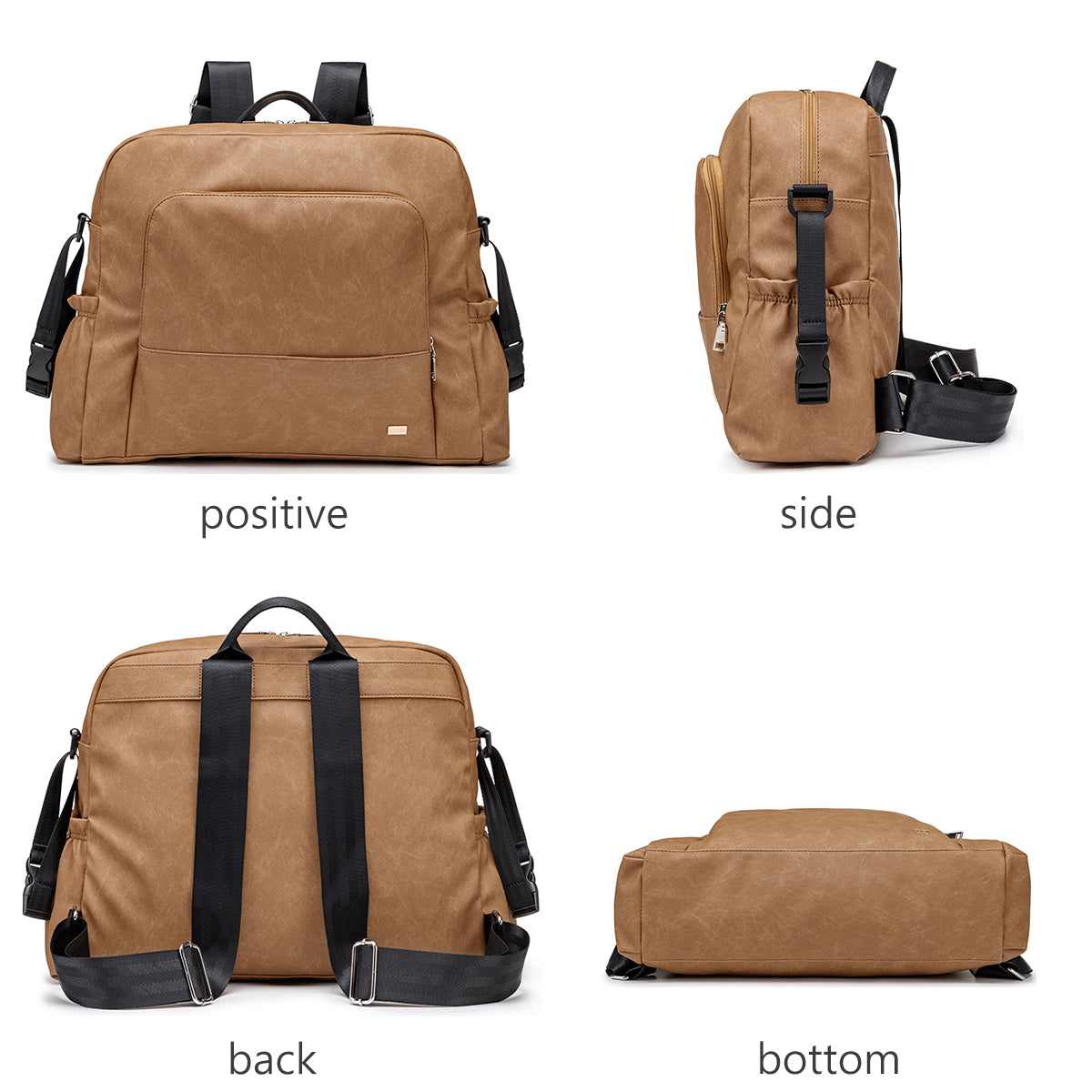 URBAN Vegan Leather Diaper Bag Backpack - Brown