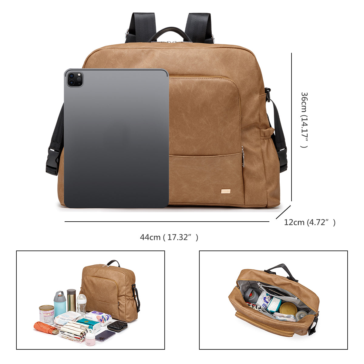 URBAN Vegan Leather Diaper Bag Backpack - Brown