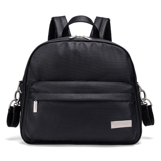 PEBBLE Vegan Leather Diaper Bag Backpack in Texture Print - Black