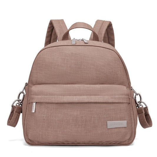PEBBLE Vegan Leather Diaper Bag Backpack in Texture Print - Brown
