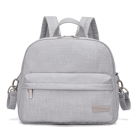 PEBBLE Vegan Leather Diaper Bag Backpack in Texture Print - Lightgray