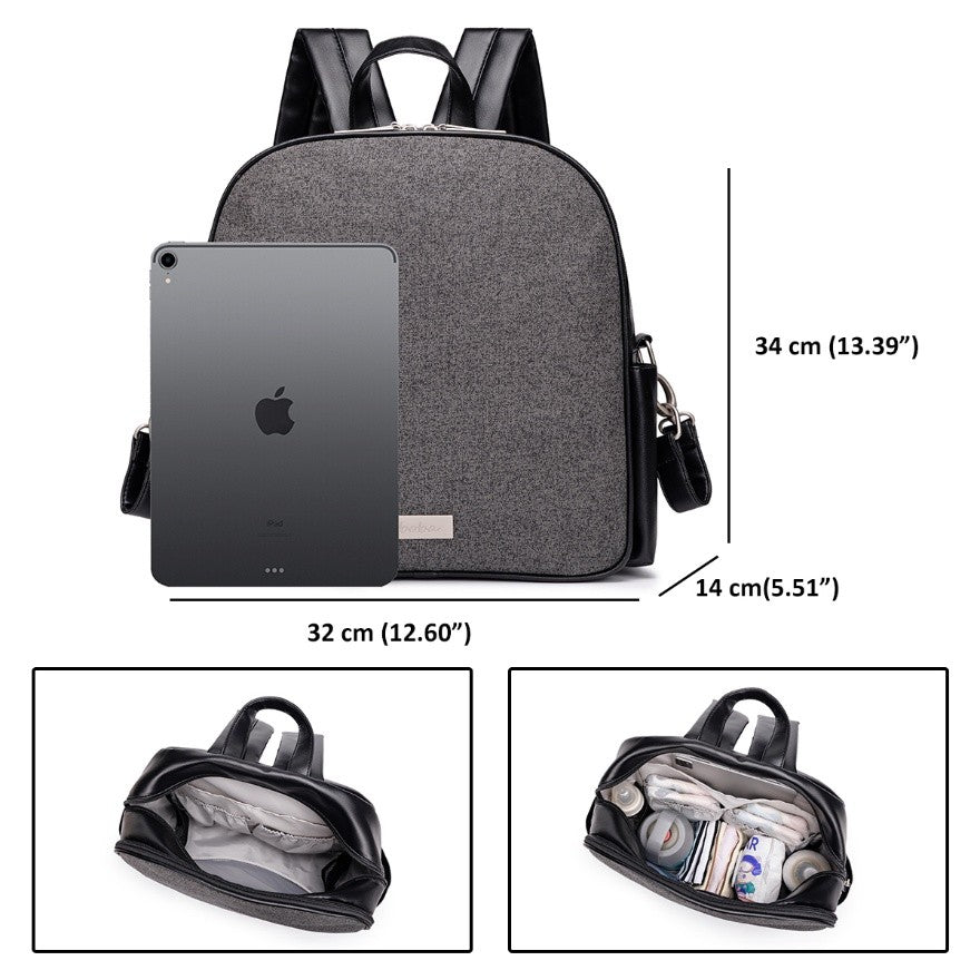 MIST Vegan Leather Diaper Bag Backpack - Black