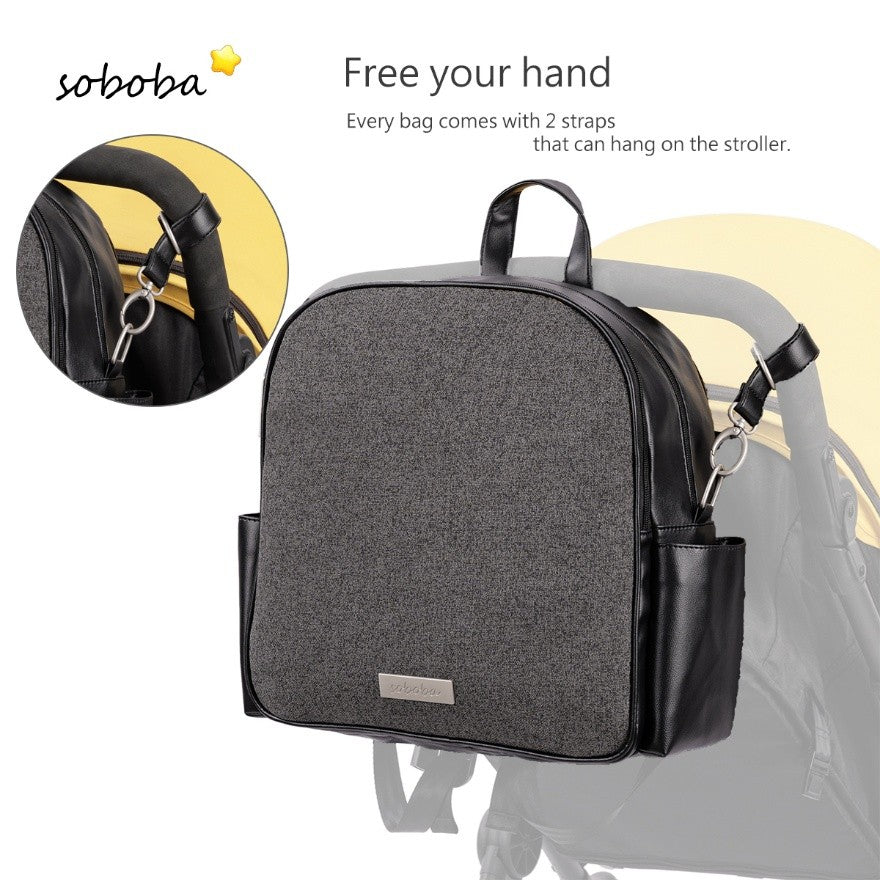 MIST Vegan Leather Diaper Bag Backpack - Black