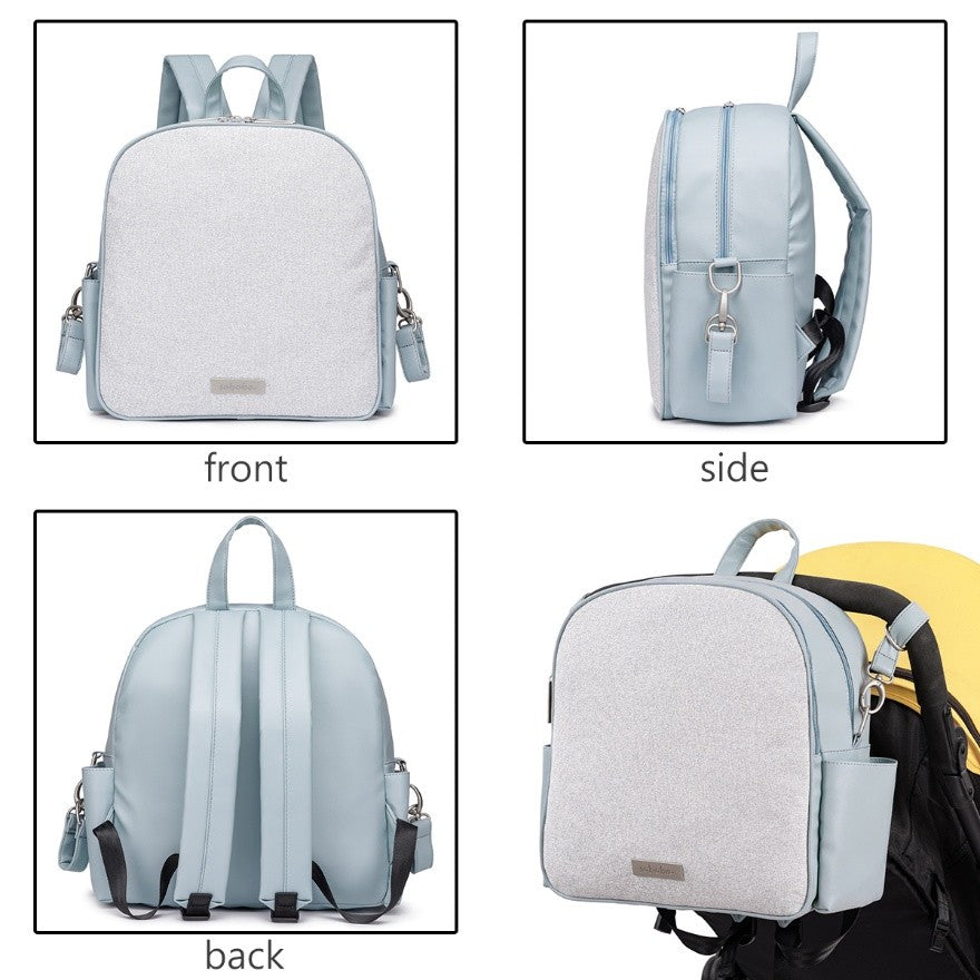 MIST Vegan Leather Diaper Bag Backpack - Blue