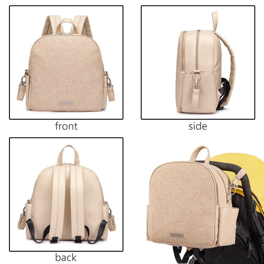 MIST Vegan Leather Diaper Bag Backpack - Khaki