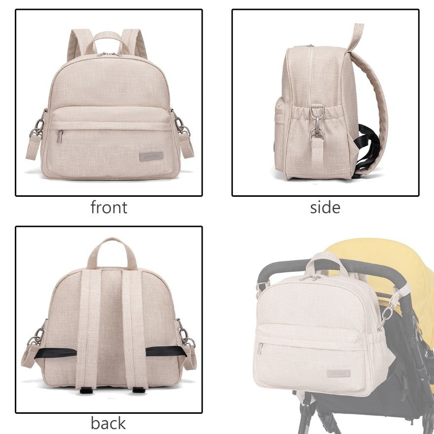 PEBBLE Vegan Leather Diaper Bag Backpack in Texture Print - Apricot