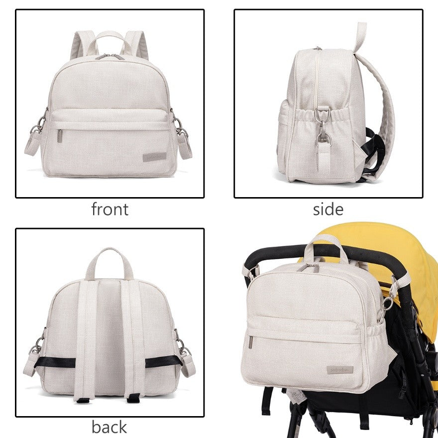 PEBBLE Vegan Leather Diaper Bag Backpack in Texture Print - Beige