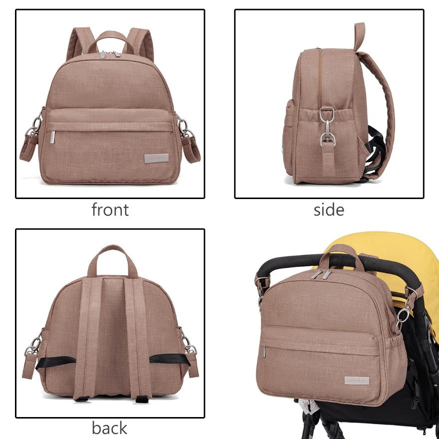 PEBBLE Vegan Leather Diaper Bag Backpack in Texture Print - Brown
