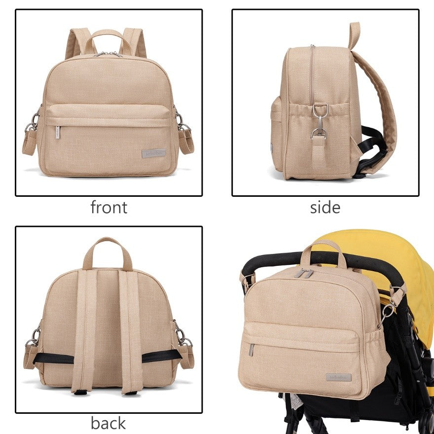 PEBBLE Vegan Leather Diaper Bag Backpack in Texture Print - Khaki