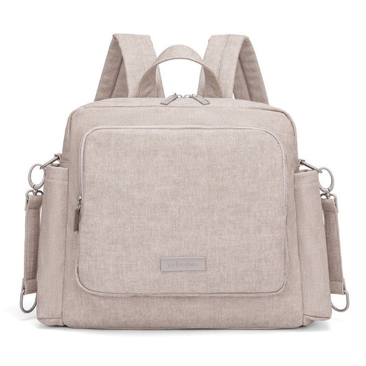 ECHO Vegan Leather Diaper Bag in Denim Texture Print - Pebble